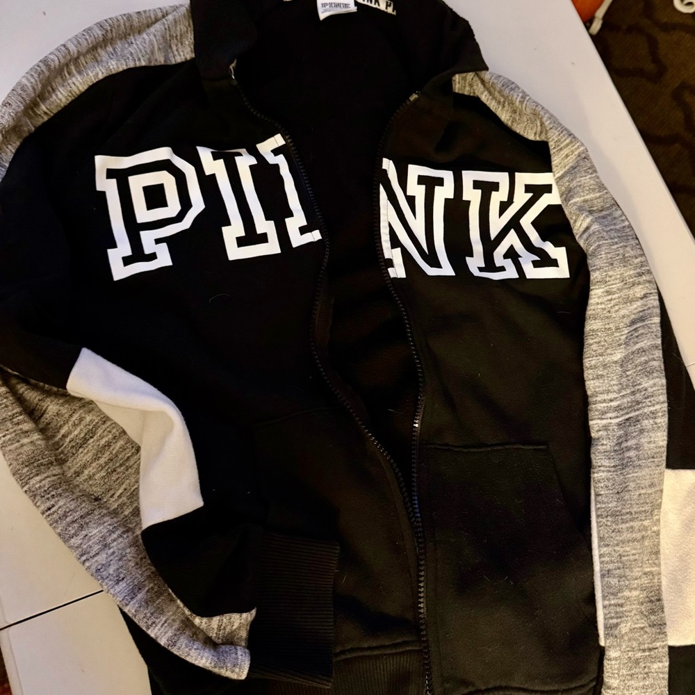 Victoria's Secret PINK Black and Gray Hoodie